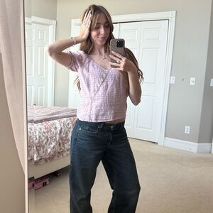 Madewell button up purple blouse
